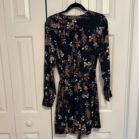 LOFT Navy Floral Long Sleeve Dress - Picture 10 of 10